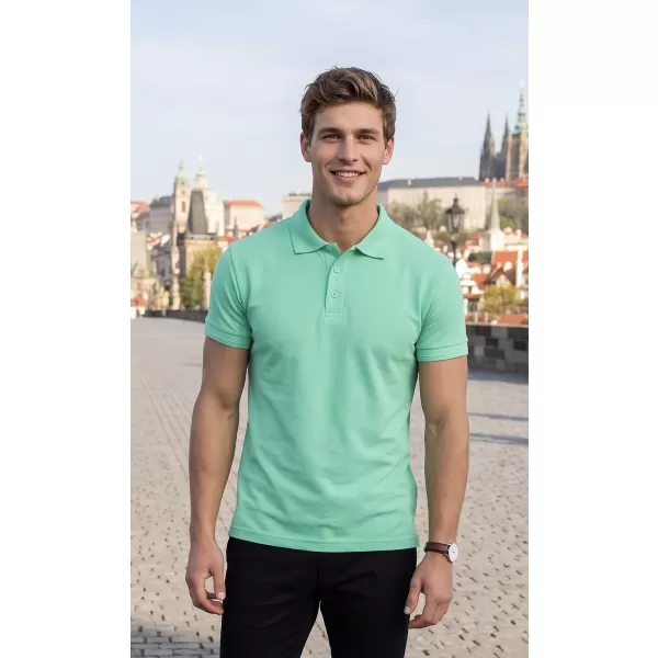  Tricou pentru bărbați cu guler ALTISPORT NoPrint NP/ALM302 MENTĂ 