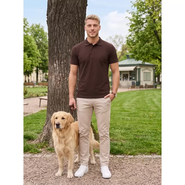  Tricou pentru bărbați cu guler ALTISPORT NoPrint NP/ALM302 CAFEA 