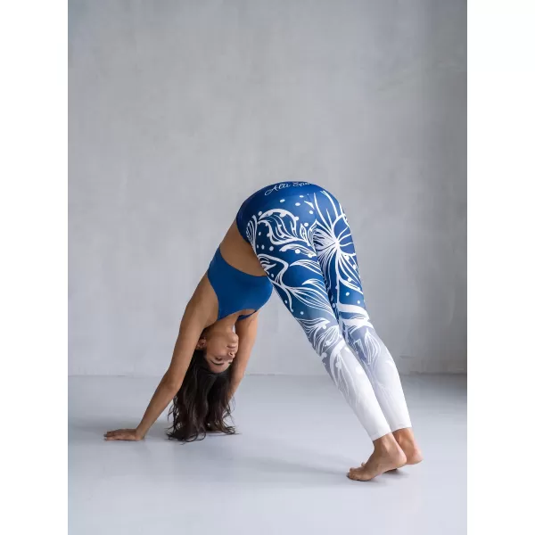  Jambiere funcționale lungi premium de damă ALTISPORT VOJ/ALW045LEG01 BLEUMARIN/ALB 