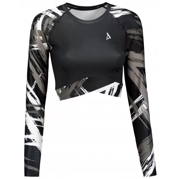  Crop top funcțional premium pentru femei, cu mâneci lungi ALTISPORT VOJ/ALW039TR04 ALB NEGRU 