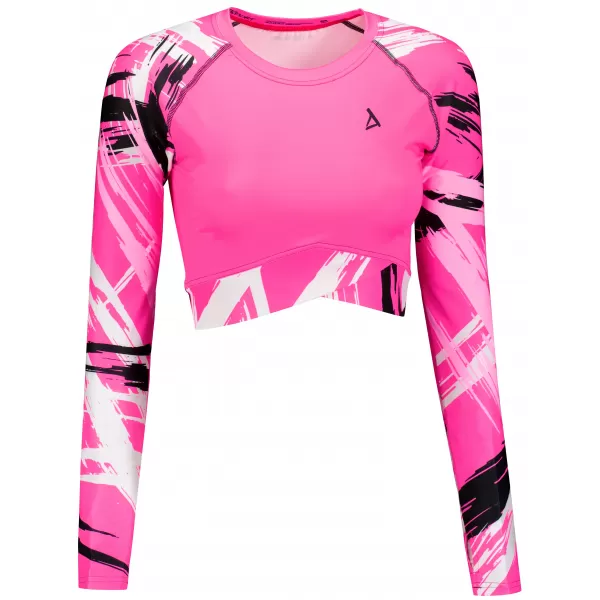  Crop top funcțional premium pentru femei, cu mâneci lungi ALTISPORT VOJ/ALW039TR04 ROZ FLUO 