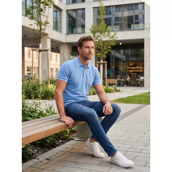  Tricou pentru bărbați cu guler ALTISPORT NoPrint NP/ALM912 CER ALBASTRU 