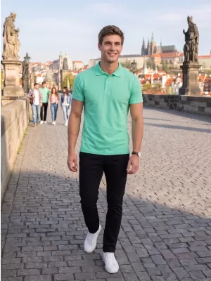 Tricou pentru bărbați cu guler ALTISPORT NoPrint NP/ALM302 MENTĂ
