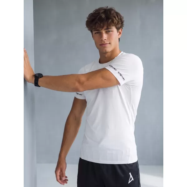  Tricou de compresie funcțional premium cu mâneci scurte pentru bărbați ALTISPORT VOJ/ALM000TR04 ALB 