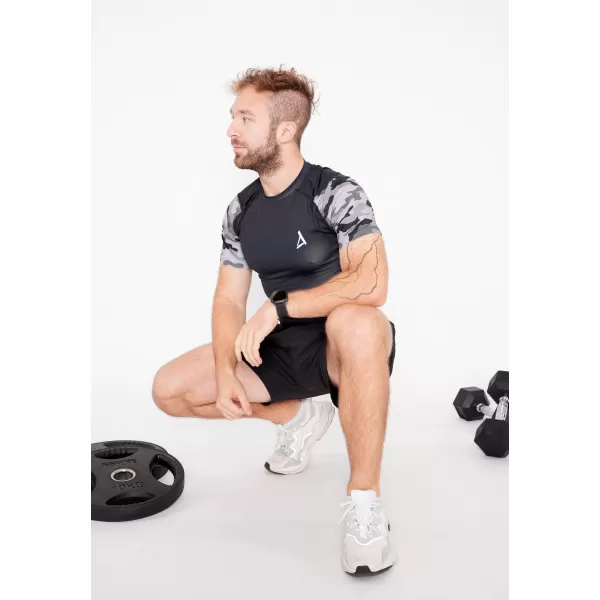  Tricou de compresie funcțional premium cu mâneci scurte pentru bărbați ALTISPORT VOJ/ALM038TR04 GRI 