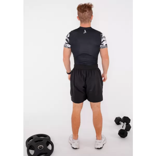  Tricou de compresie funcțional premium cu mâneci scurte pentru bărbați ALTISPORT VOJ/ALM038TR04 ALB-NEGRU 