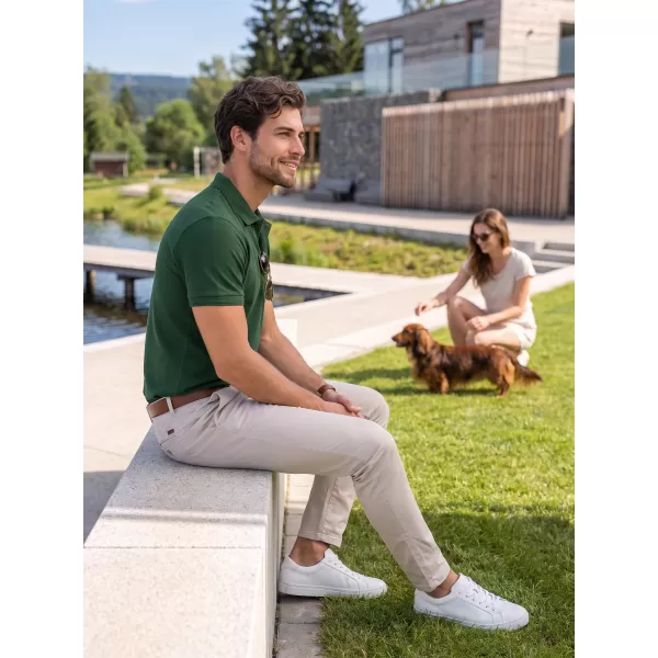  Tricou pentru bărbați cu guler ALTISPORT NoPrint NP/ALM302 STICLA VERDE 