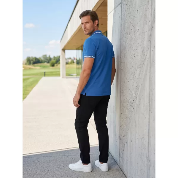  Tricou pentru bărbați cu guler ALTISPORT NoPrint NP/ALM912 ALBASTRU AZUR 