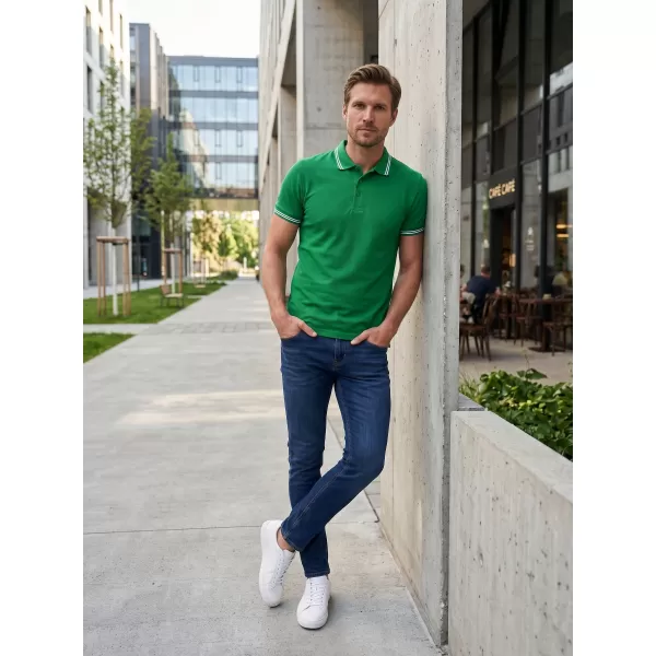  Tricou pentru bărbați cu guler ALTISPORT NoPrint NP/ALM912 VERDE MEDIU 
