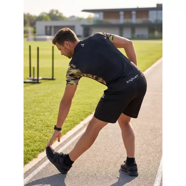  Tricou de compresie funcțional premium cu mâneci scurte pentru bărbați ALTISPORT VOJ/ALM038TR04 NEGRU ȘI VERDE 
