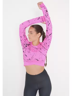 Crop top funcțional premium pentru femei, cu mâneci lungi ALTISPORT VOJ/ALW034TR04 ROZ FLUO