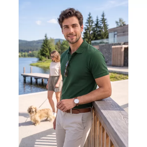  Tricou pentru bărbați cu guler ALTISPORT NoPrint NP/ALM302 STICLA VERDE 