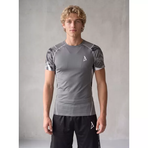  Tricou de compresie funcțional premium cu mâneci scurte pentru bărbați ALTISPORT VOJ/ALM039TR04 GRI 