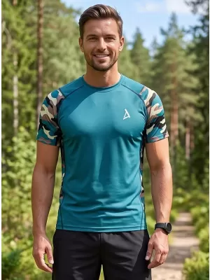 Tricou de compresie funcțional premium cu mâneci scurte pentru bărbați ALTISPORT VOJ/ALM038TR04 KEROSEN/MARO