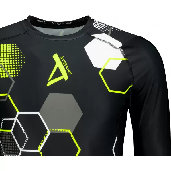  Tricou de compresie funcțional premium pentru bărbați ALTISPORT VOJ/ALM037TR03 NEGRU ȘI GALBEN 