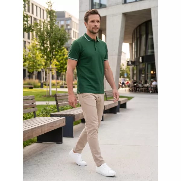  Tricou pentru bărbați cu guler ALTISPORT NoPrint NP/ALM912 VERDE INCHIS 