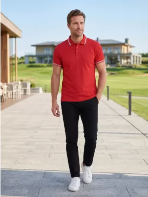 Tricou pentru bărbați cu guler ALTISPORT NoPrint NP/ALM912 ROȘU