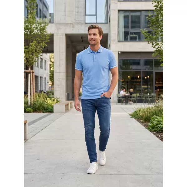  Tricou pentru bărbați cu guler ALTISPORT NoPrint NP/ALM912 CER ALBASTRU 