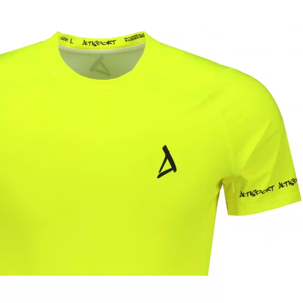  Tricou de compresie funcțional premium cu mâneci scurte pentru bărbați ALTISPORT VOJ/ALM000TR04 GALBEN NEON 