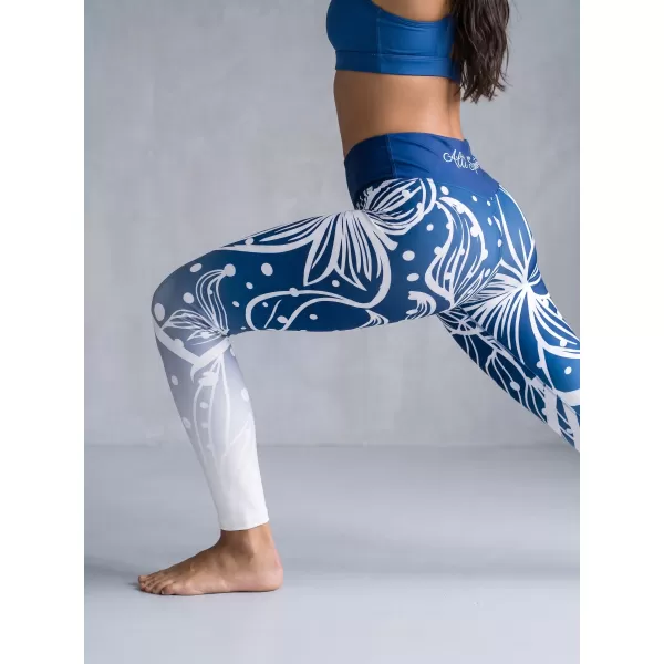  Jambiere funcționale lungi premium de damă ALTISPORT VOJ/ALW045LEG01 BLEUMARIN/ALB 