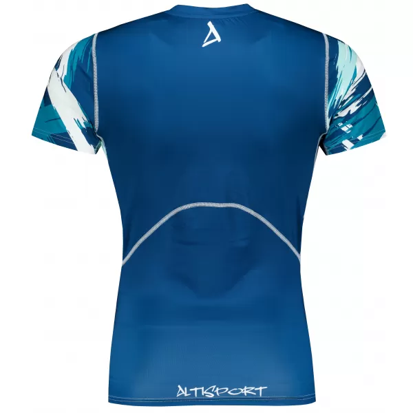  Tricou de compresie funcțional premium cu mâneci scurte pentru bărbați ALTISPORT VOJ/ALM039TR04 ALBASTRU MARIN 