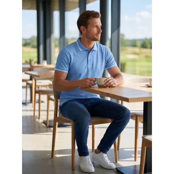  Tricou pentru bărbați cu guler ALTISPORT NoPrint NP/ALM912 CER ALBASTRU 