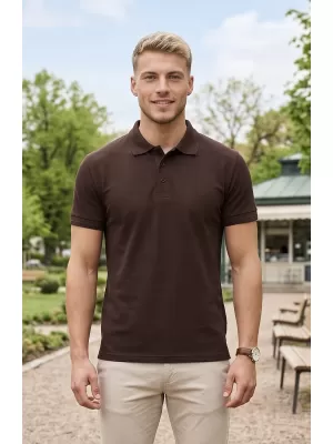 Tricou pentru bărbați cu guler ALTISPORT NoPrint NP/ALM302 CAFEA