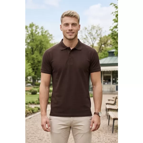  Tricou pentru bărbați cu guler ALTISPORT NoPrint NP/ALM302 CAFEA 