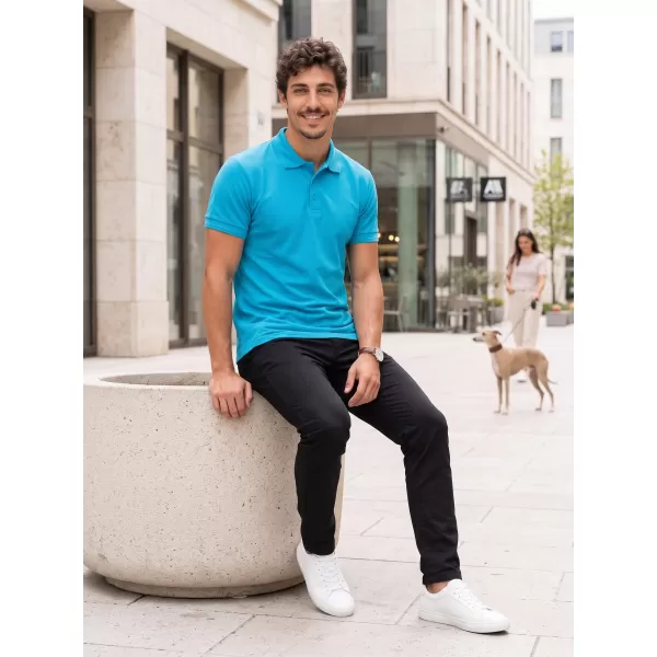  Tricou pentru bărbați cu guler ALTISPORT NoPrint NP/ALM302 TURCOAZ 