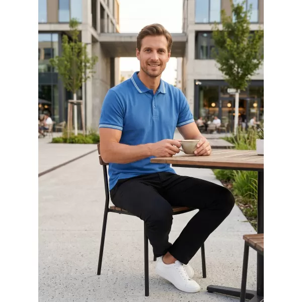  Tricou pentru bărbați cu guler ALTISPORT NoPrint NP/ALM912 ALBASTRU AZUR 