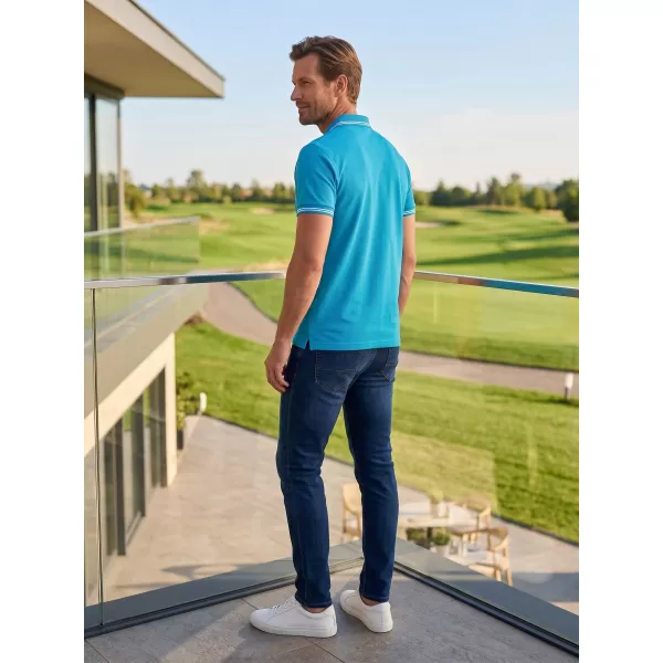  Tricou pentru bărbați cu guler ALTISPORT NoPrint NP/ALM912 TURCOAZ 