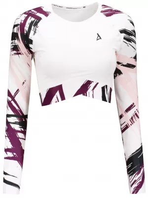 Crop top funcțional premium pentru femei, cu mâneci lungi ALTISPORT VOJ/ALW039TR04 ALB