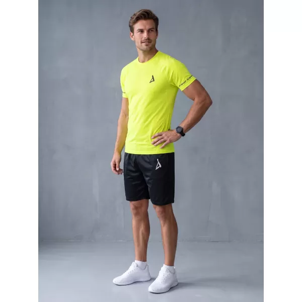  Tricou de compresie funcțional premium cu mâneci scurte pentru bărbați ALTISPORT VOJ/ALM000TR04 GALBEN NEON 