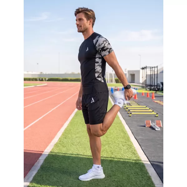  Tricou de compresie funcțional premium cu mâneci scurte pentru bărbați ALTISPORT VOJ/ALM038TR04 GRI 