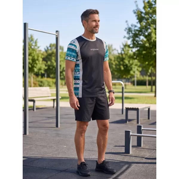  Tricou funcțional premium pentru bărbați ALTISPORT VOJ/ALM043TR01 NEGRU ȘI ALBASTRU 