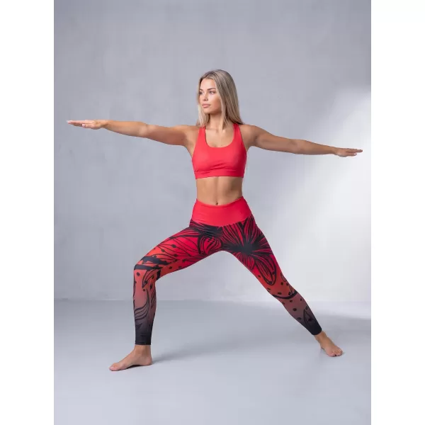 Jambiere funcționale lungi premium de damă ALTISPORT VOJ/ALW045LEG01 ROȘU ȘI NEGRU 