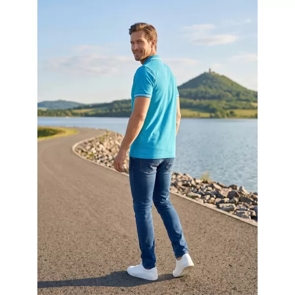  Tricou pentru bărbați cu guler ALTISPORT NoPrint NP/ALM912 TURCOAZ 