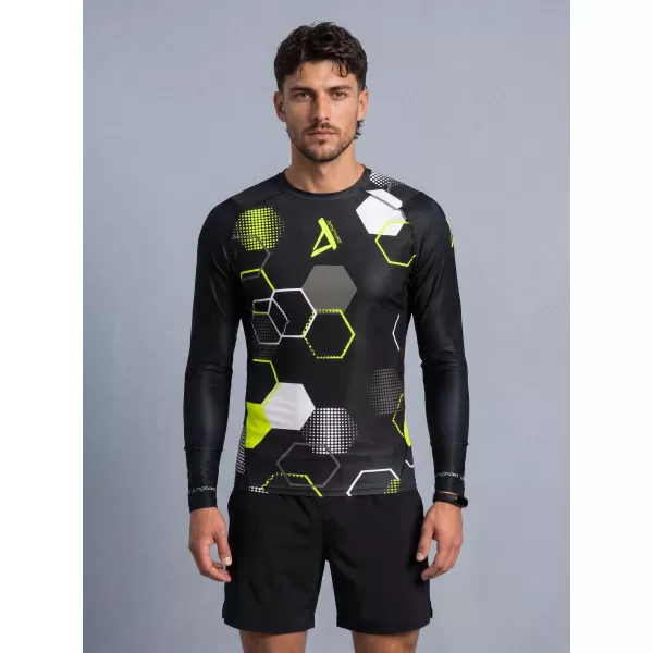  Tricou de compresie funcțional premium pentru bărbați ALTISPORT VOJ/ALM037TR03 NEGRU ȘI GALBEN 