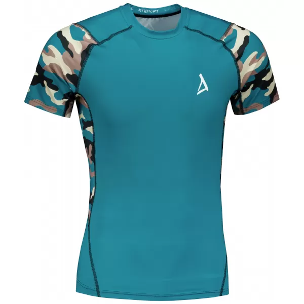  Tricou de compresie funcțional premium cu mâneci scurte pentru bărbați ALTISPORT VOJ/ALM038TR04 KEROSEN/MARO 
