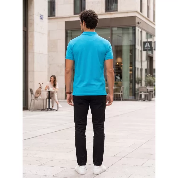  Tricou pentru bărbați cu guler ALTISPORT NoPrint NP/ALM302 TURCOAZ 