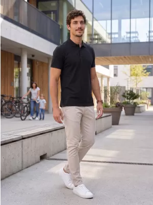 Tricou pentru bărbați cu guler ALTISPORT NoPrint NP/ALM302 GRI ABANOS