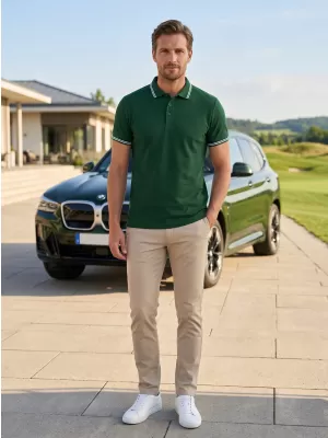 Tricou pentru bărbați cu guler ALTISPORT NoPrint NP/ALM912 VERDE INCHIS