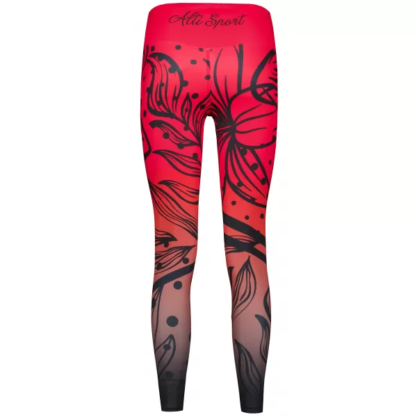  Jambiere funcționale lungi premium de damă ALTISPORT VOJ/ALW045LEG01 ROȘU ȘI NEGRU 