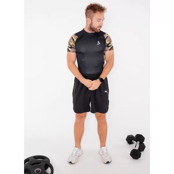  Tricou de compresie funcțional premium cu mâneci scurte pentru bărbați ALTISPORT VOJ/ALM038TR04 NEGRU ȘI VERDE 