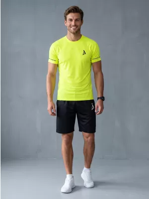 Tricou de compresie funcțional premium cu mâneci scurte pentru bărbați ALTISPORT VOJ/ALM000TR04 GALBEN NEON