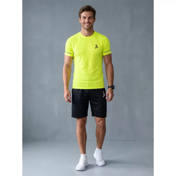  Tricou de compresie funcțional premium cu mâneci scurte pentru bărbați ALTISPORT VOJ/ALM000TR04 GALBEN NEON 