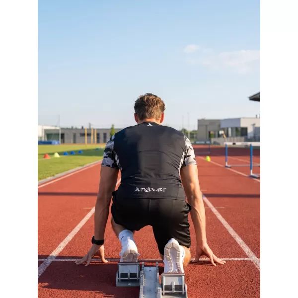  Tricou de compresie funcțional premium cu mâneci scurte pentru bărbați ALTISPORT VOJ/ALM038TR04 GRI 