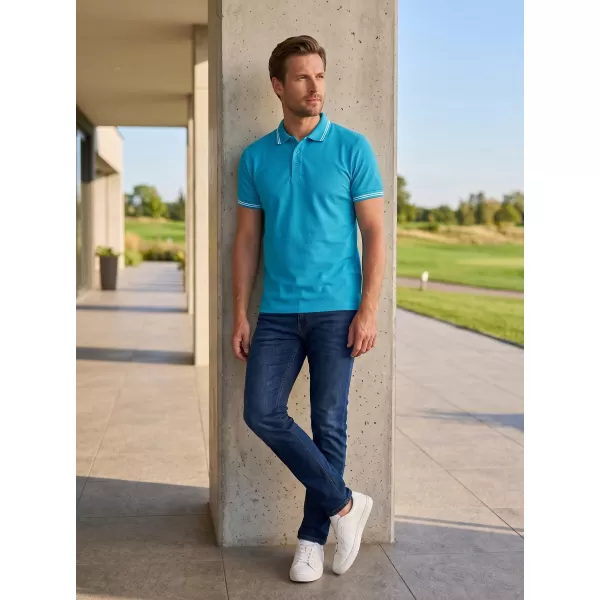  Tricou pentru bărbați cu guler ALTISPORT NoPrint NP/ALM912 TURCOAZ 