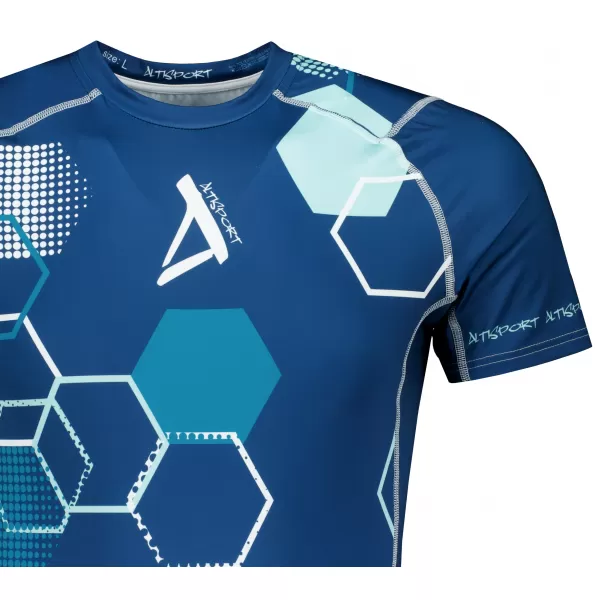  Tricou de compresie funcțional premium cu mâneci scurte pentru bărbați ALTISPORT VOJ/ALM037TR04 ALBASTRU MARIN 