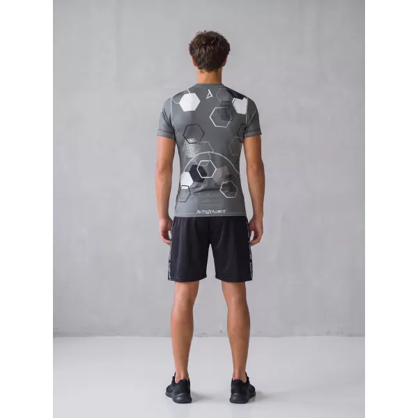  Tricou de compresie funcțional premium cu mâneci scurte pentru bărbați ALTISPORT VOJ/ALM037TR04 GRI 